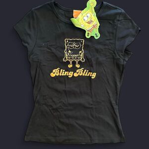Y2K Scene Emo Bling Bling Spongebob Baby Tee